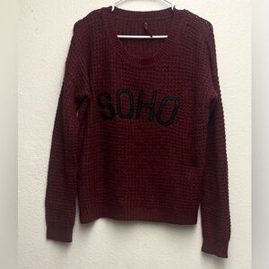 YOKI Women’s Sweater Pullover Open Stitch Maroon SOHO Size Large
